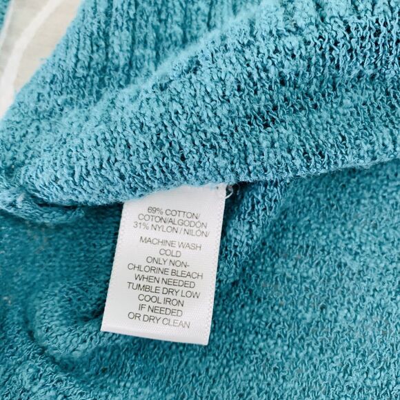 Loft Sweater Women Small Turquoise Tunic Boat Neck Side Slit Coastal Mermaid - Picture 4 of 10